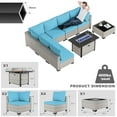 thumbnail image 7 of 8-Piece Patio Furniture Set, Outdoor Patio Furniture with 55,000 BTU Fire Pit Table, Thick Cushions, Modular Patio Sofa, Dual-Strand Wicker Rattan, Rust-Resistant Frame, Lake Blue, 7 of 7
