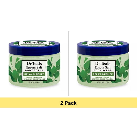 Dr Teal's Exfoliate & Renew with Eucalyptus Spearmint Epsom Salt Body Scrub, 16 oz - 2 Pack