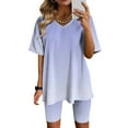 thumbnail image 2 of Blusas para las Mujeres Casual, Cuello en V de Manga Corta Impresa Superior Y Suelto Pantalones Cortos, Conjuntos de Moda de Verano, 2 of 4