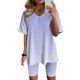 thumbnail image 2 of Blusas para las Mujeres Casual, Cuello en V de Manga Corta Impresa Superior Y Suelto Pantalones Cortos, Conjuntos de Moda de Verano, 2 of 4