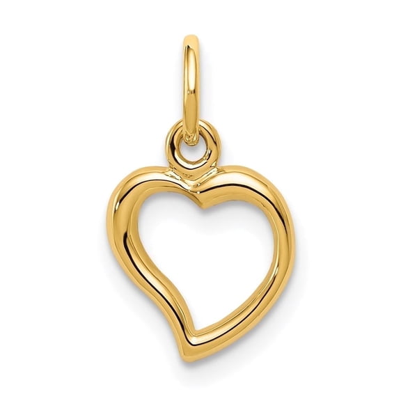 Diamond2Deal 14K Yellow Gold Polished Heart Pendant for Women (L- 0.63 inch, W- 0.36 inch)