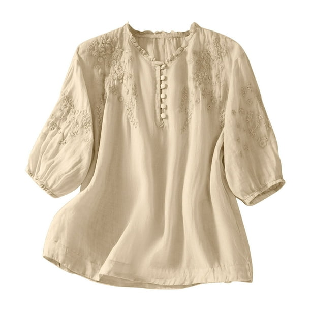 Vestidos Casuales Para Mujer, Blusas De Mujer De Moda Camisetas sueltas de verano con cuello redondo y manga corta para mujer