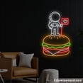 thumbnail image 2 of Glowneon Astronaut On The Hamburger Neon Sign, Hamburger LED Sign, Restaurant Fast Food Décor, 2 of 5