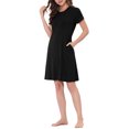thumbnail image 4 of Unique Bargains Women's Pajama Dress Sleepwear with Pockets Nightshirt Lounge Nightgown, 4 of 5