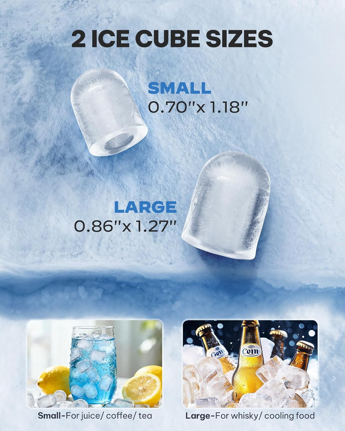 Ice Maker Countertop Machine with Handle, 26lbs in 24h, 9 Ice Cubes Ready in 6 Mins, Self-Cleaning Ice Makers with Basket and Scoop, Ideal for Home, Kitchen, Camping, RV