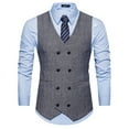 thumbnail image 2 of Odeerbi Blazer for Men Woolen Double-breasted Vest Suit Retro Business Waistcoat Black, 2 of 5