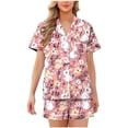 thumbnail image 2 of Gamivast Easter Pajama Set for Women Cute Egg Print Button Up Top & Shorts Sleepwear Spring Pjs Soft Loungewear Short Sleeve Holiday Homewear Gift, 2 of 5