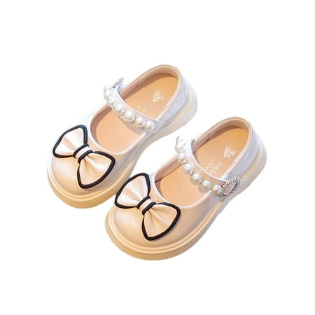 

Rotosw Girl s Flats Comfort Mary Jane Sandals Bow Dress Shoes Cute Ankle Strap Princess Shoe Performance Casual Beige 10C
