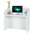 thumbnail image 1 of KFFKFF Reception Desk, 46 Inch Rectangular Front Counter Table, Office Reception Desk, Retail Counter and Front Reception Counter, for Checkout, Lobby, Beauty Salon and Office, White, 1 of 9