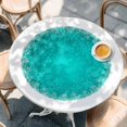 thumbnail image 2 of Turquoise Christmas Snowflake Round Tablecloth, Fitted Table Cover with Elastic for 45"-54" Round Tables, Xmas Winter Modern Teal Table Cloth Outdoor Indoor Dinning Party Waterproof Tablecloths, 2 of 7