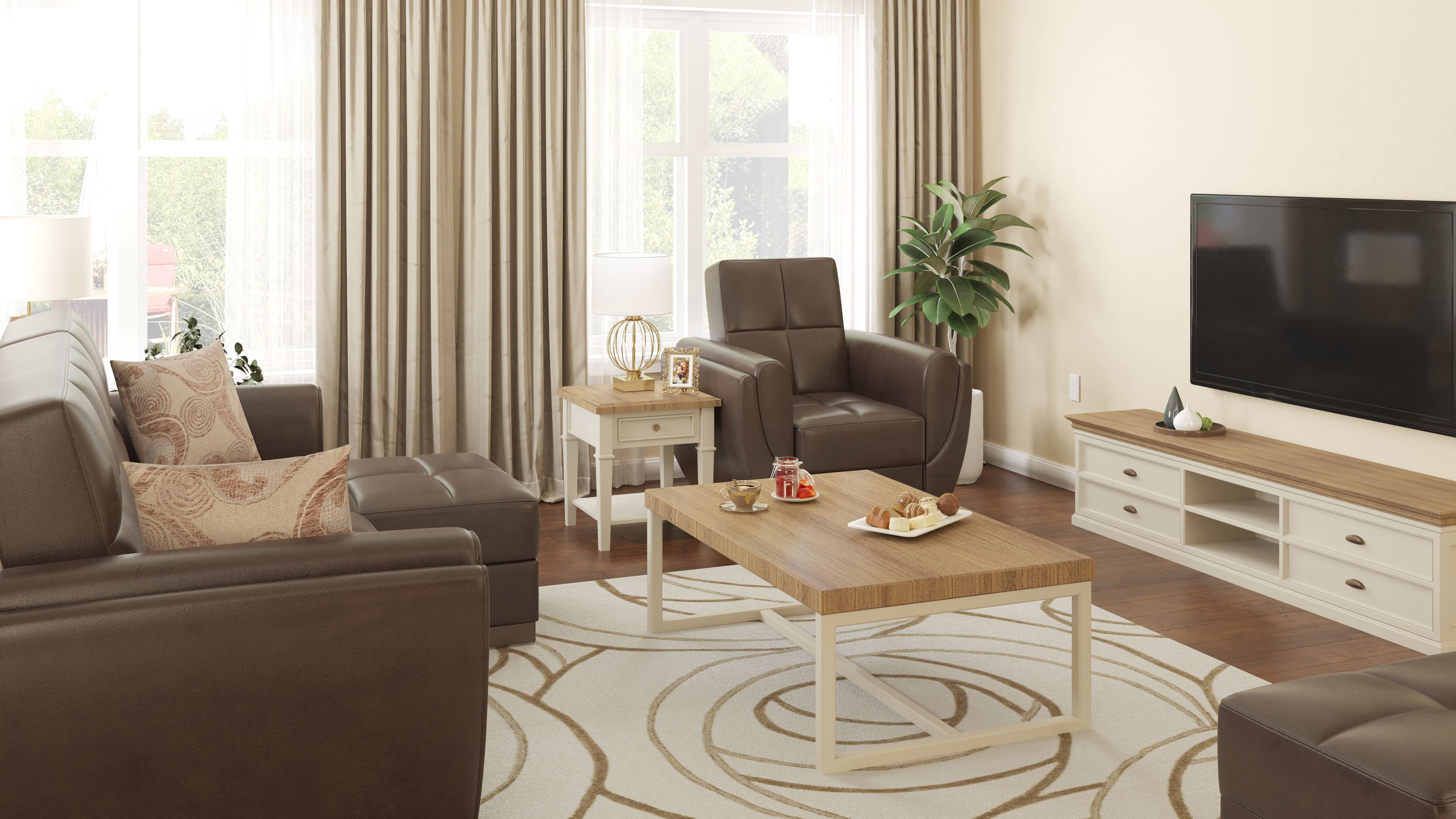 Ottomanson Origins Air Modern Convertible L-Shaped Sectional Sofa, Brown Color Leatherette