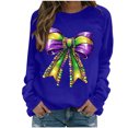thumbnail image 2 of Xuyuer Women's Carnival Printed Long Sleeved Round Neck Mardi Gras Sweatshirt Carnival Outfits Women Carnival Sweatshirts Fat Tuesday Fashionable Pullover Tops, 2 of 6