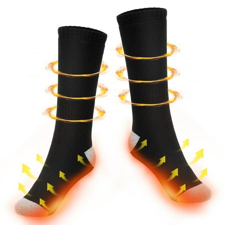 

1 Pair Heated Socks Unisex 4000mAh Rechargeable Battery 3 Heat Settings Thermal Winter Warm Socks with 2 Power Bank for Outdoor Skiing Fishing Camping Black White