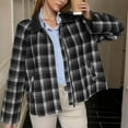 thumbnail image 4 of gbyLJF Wmens Plaid Printed Cardigan Long Sleeve Turndown Collar Jacket Casual Full Zip Jackets with Pockets Fall Winter Clothes, 4 of 6