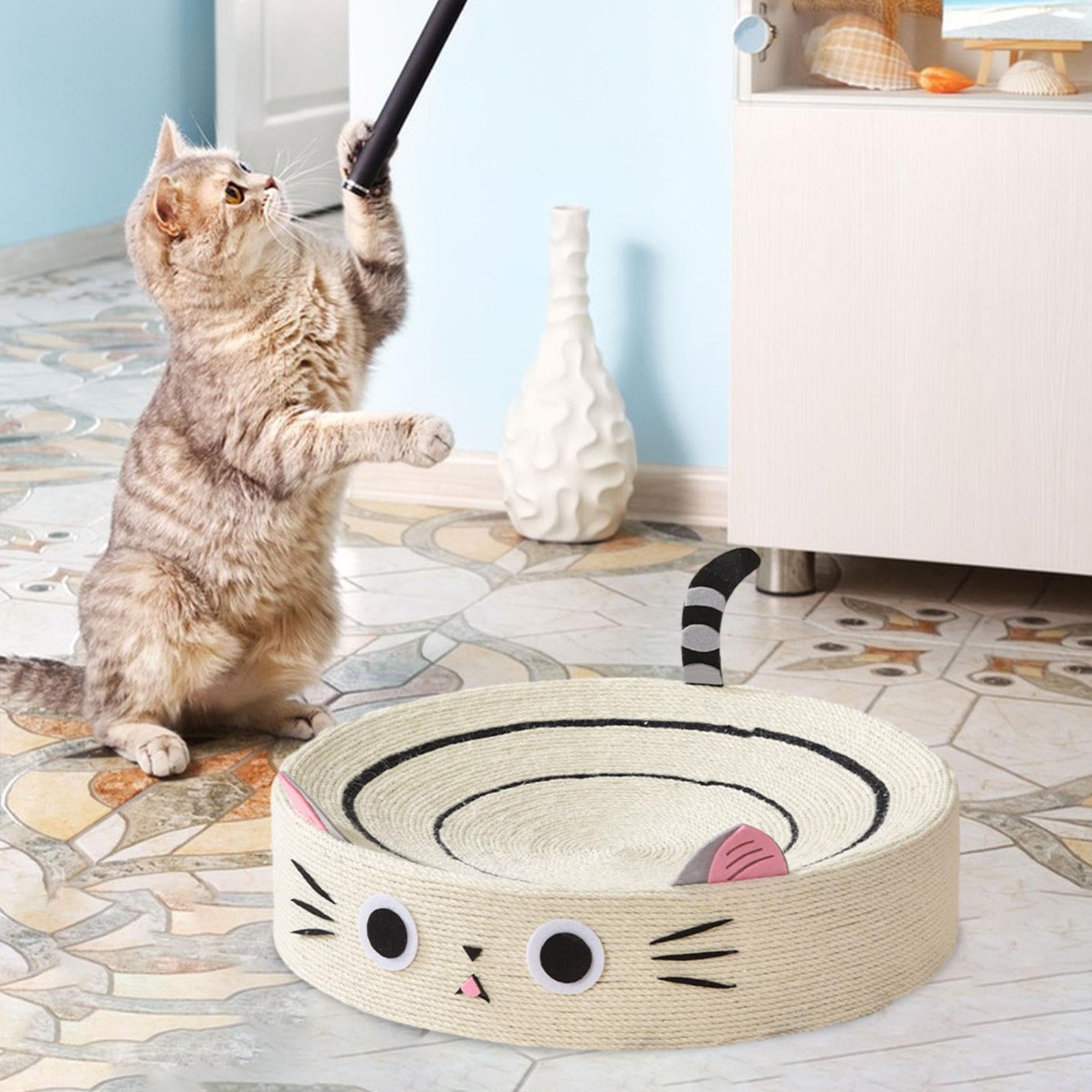 Round Sisal Cat Scratch Pad Cat Scratcher Bed Toys Durable Circular Creative Sturdy Home Decoration Cat Scratching Pad Lounge , Cat