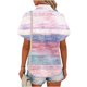 thumbnail image 4 of Tops de Manga Corta de Verano para las Mujeres de la Moda No Posicionamiento de la Impresión de Lino Cuadrado Acampanado Hemp Botón-Up Camisa, 4 of 6
