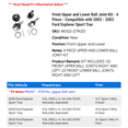 thumbnail image 2 of Front Upper and Lower Ball Joint Kit - 4 Piece - Compatible with 2002 - 2003 Ford Explorer Sport Trac, 2 of 2