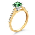 thumbnail image 3 of Gem Stone King 10K Two Tone Gold Rainforest Topaz and White Lab Grown Diamond Engagement Ring for Women (1.18 Cttw, Gemstone November Birthstone, Cushion Checkerboard 6MM, Size 6), 3 of 4