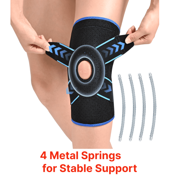 Adjustable Knee Support with Side Stabilizers for Meniscus Tear Knee Pain Relief, Breathable, Black – M