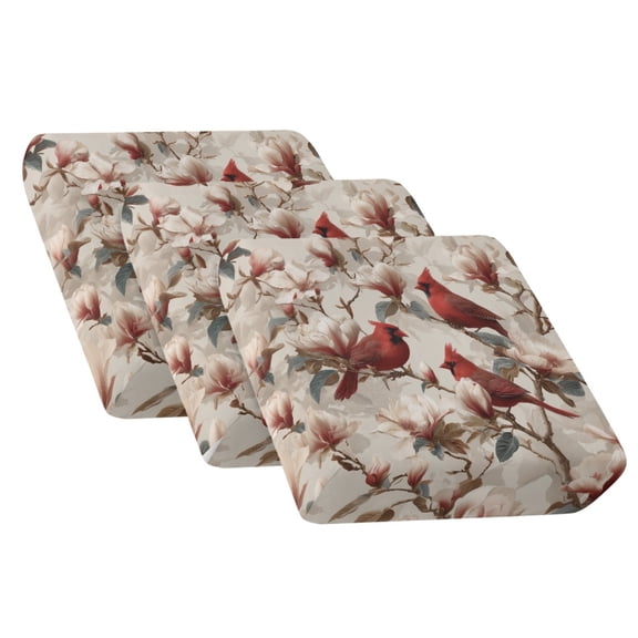Xoenoiee Cardinal Flower Print High Stretch Individual Seat Cushion Covers 3 Pack Thick Jacquard Sofa Slipcovers for 3 Couch Cushion Washable Couch Cover for Living Room Outdoor Patio