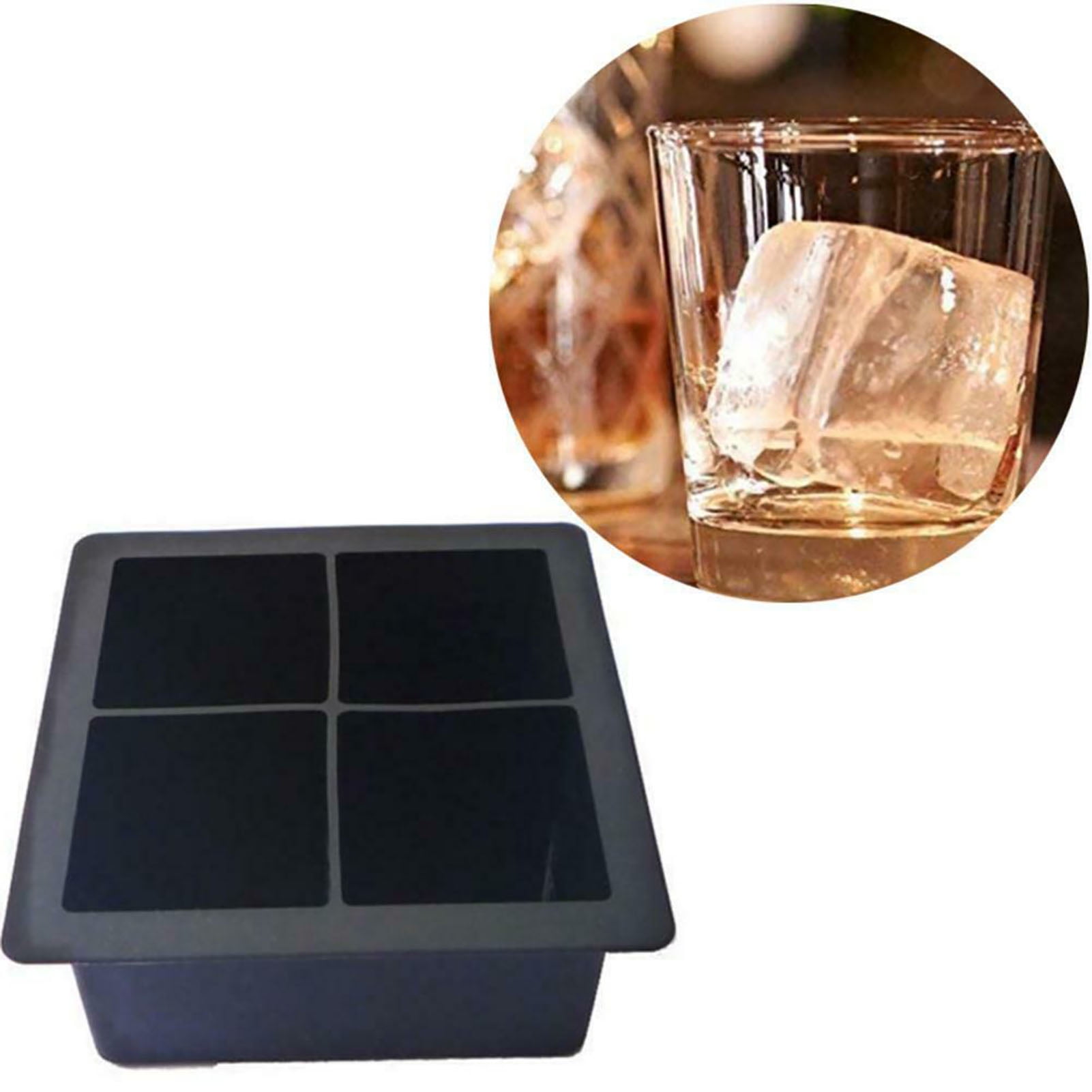 Luxtrada 4/6 Slot Big Block Ice Cube Trays, Silicone Slow Melting Ice Cube Mold Reusable Square Ice Cube Maker for Whiskey Party Bar Cocktails Drink
