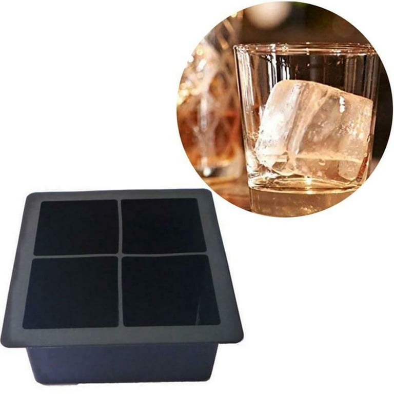 Large Ice Cube Trays for Cocktails, NueZoo 4 Pack Silicone Big Ice Cube  Mold with Lids for Whiskey, Square 8 Cavity Ice Cube Maker for Freezer,  Easy