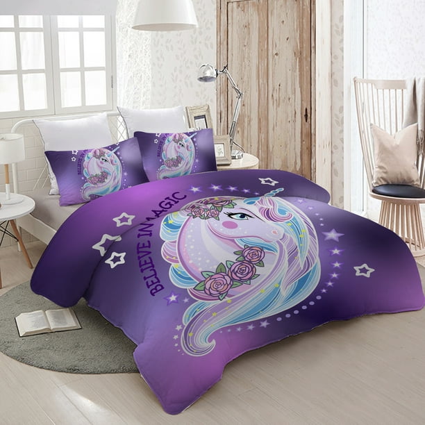Unicorn Flower Fl Duvet Cover, Twin Size Unicorn Bedspread