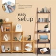 thumbnail image 4 of 5 Tier Ladder Shelf, Leaning Bookshelf Storage Rack for Home, Office, 18" x 67", White, 4 of 6