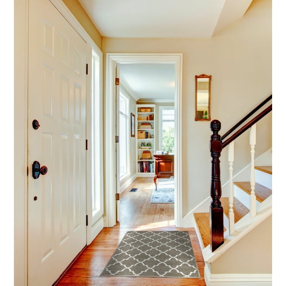 Stair Treads Non-Skid Safety Stair Mat, Landing Rug | Trellisville Collection Slip Resistant Indoor carpets for Home (Includes Adhesive Tape) | 2 ft x 3 ft Vibrant, Grey-White