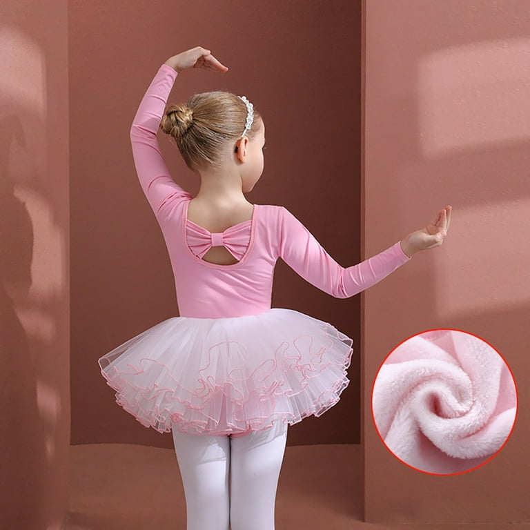 Kyaiguo Kids Toddler Girls Dance Leotards with Tutu Dress Long