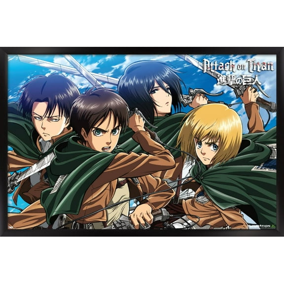 Attack on Titan - Swords Wall Poster, 22.375" x 34" Framed