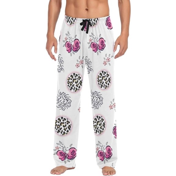 Cute Leopard Ghost Pajama Pants, Men's Lounge Pants Light with Drawstring and Pockets, Christmas New Year Birthday Father's Day Gifts, Small