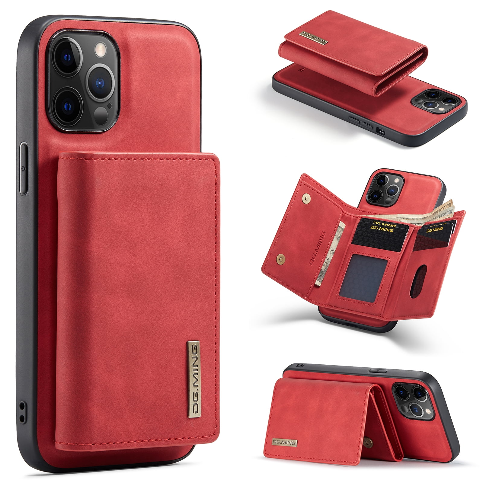 Apple Iphone 11 Pro Case 5 8 Inch Magnetic Clasp Removable Synthetic Leather Wallet Phone Case With Stand Durable Silicone Back Cover Case Sturdy Lightweight Protector With Card Holder Red Walmart Com