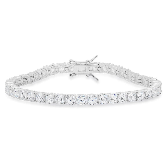 Sterling Silver Round-Cut Cubic Zirconia Tennis Bracelet