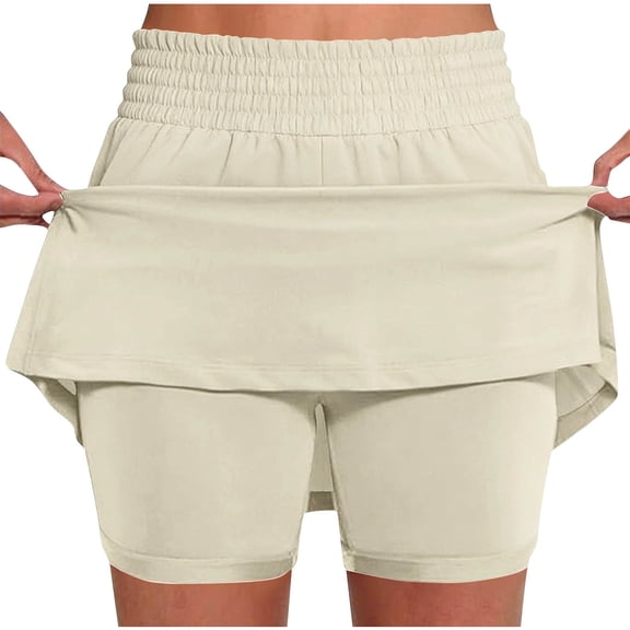 Levmjia Women's Leggings Soft Breathable Workout Yoga Skirt Shorts High Waist Elastic Waistband Pants Casual Solid Color Summer Sports Shorts for Daily Wear Gym Running