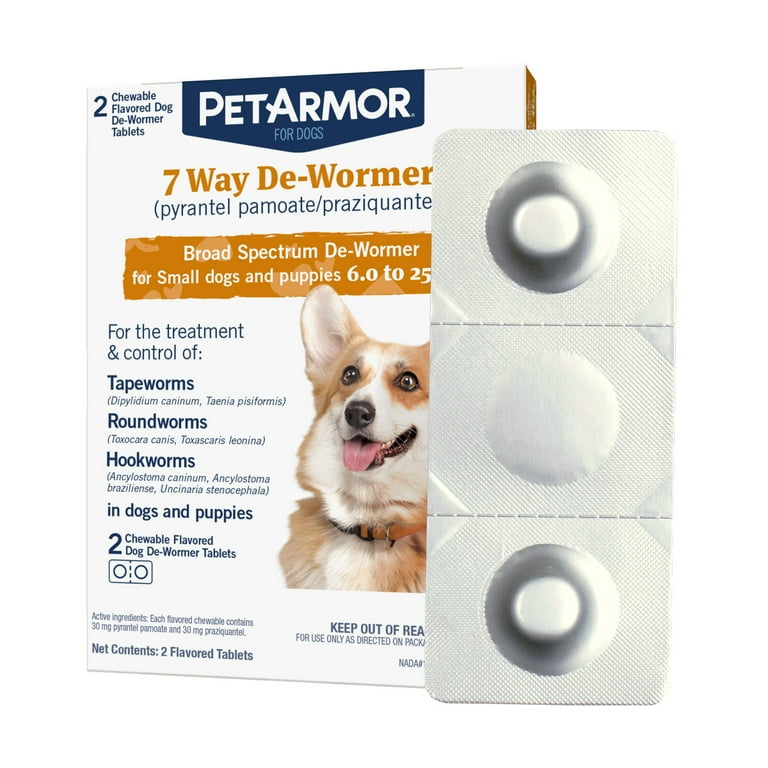 PetArmor 7 Way De-Wormer for Puppies and Small Dogs, 2 Chewable Tablets 