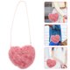 thumbnail image 2 of 1 bolso bandolera con cadena de felpa con forma de corazón de melocotón, elegante bolso de hombro para mujer, bolso de hombro portátil para mujer, de goma roja., 2 of 6