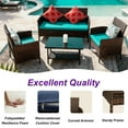 thumbnail image 5 of HOYOA 4PCS Patio Rattan Conversation Furniture Set Outdoor Brown/TurquoiseGreen Cushion, 5 of 6