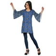 thumbnail image 3 of Moomaya Printed Indian Short Kurti Dress Poly Crepe Tunic Round Neck Mini Dress, 3 of 5