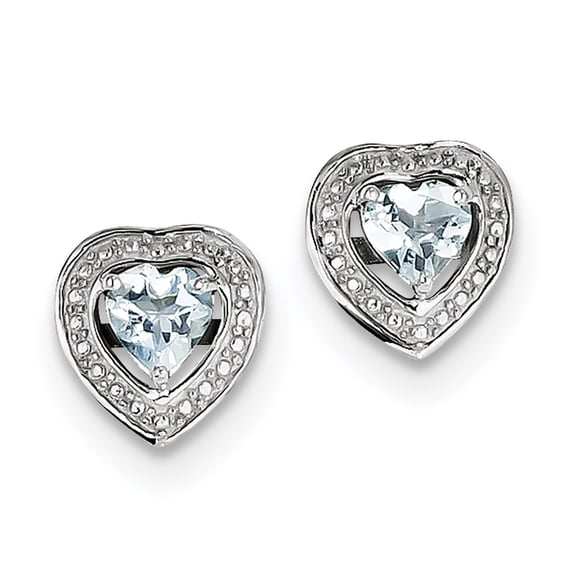 Primal Silver Sterling Silver Rhodium-plated Aquamarine Teardrop Heart Post Earrings
