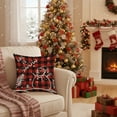 thumbnail image 5 of Luoshdecor Christmas Pillow Cover，Vintage Red White Plush Xmas Theme Decorative Throw Pillow Cases for Home and Living Room Winter Bed Decor 18x18 in, 5 of 6
