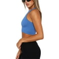 thumbnail image 5 of KelaJuan Women Solid Color Tank Tops Ribbed Crew Neck Sleeveless Vests Summer Slim Fit Exposed Navel Crop Tops Streetwear, 5 of 7