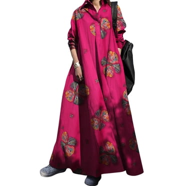 ZANZEA Women Casual Long Sleeve Floral Print Shirt Dress Button Down ...