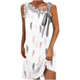 thumbnail image 2 of SMihono Robe d'Été Grande Taille pour Femmes 2023 Mode d'Été Imprimée Col Rond Sans Manches Robe à Épaules Dénudées, 2 of 5