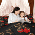 thumbnail image 6 of Manfei Fashion Ribbon Cherry Bedding Comforter Set for Women Girls, Cheetah Leopard Print Bowknot Twin Comforter Sets, Black Reversible, 2-Piece, 6 of 9