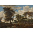 thumbnail image 2 of Salomon van Ruysdael 14x11 Black Ornate Wood Framed Double Matted Museum Art Print Titled: View of a Village (1663), 2 of 5