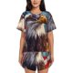 thumbnail image 1 of Balery Bald Eagle Pilot Conjunto de Pijama para Mujer con Estampado, Dos Piezas de Manga Corta y Shorts, Ropa de Dormir Suave con Cuello Redondo y Bolsillos-Large, 1 of 6