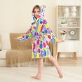 thumbnail image 4 of FORMRS Niños Bathrobe Unisex Hooded Robe Soft Plush Pajamas Sleepwear, Size 7-9T, Red Retro Shapes, 4 of 7