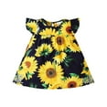 thumbnail image 1 of Hpapadks Robe pour Enfants Manches Volantes Imprimé Tournesol Col Rond Robe Décontractée pour Filles Bleu 9-12 Mois, 1 of 8
