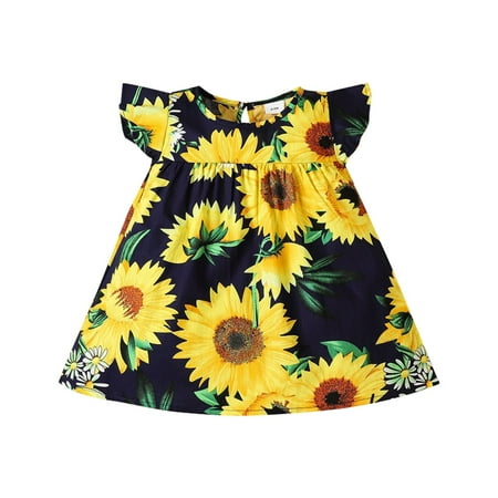 

Toddler Kids Baby Girls Dress Short Sleeve Skirt Girls Dress Sunflower Skirt Children Short Sleeve Summer Printed Dress Baby Flowers Baby Sundress Streetwear